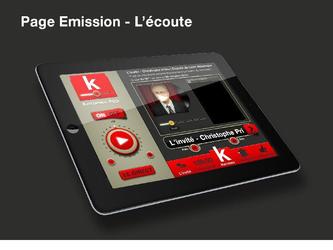 Application d'&eacute;coute d'&eacute;mission de la Radio Kernews avec option Direct ou diff&eacute;r&eacute;. T&eacute;l&eacute;chargement de l'&eacute;mission &eacute;cout&eacute;e apr&egrave;s visualisation de  sous-titres.
Page d'&eacute;coute de l'&eacute;mission pr&eacute;-enregistr&eacute;e. Diffusion des sous-titres de l'&eacute;missions t&eacute;l&eacute;chargeables en fin d'&eacute;coute.