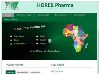 Conception, de la maquette à la réalisation effective du site de la sociéte HOREB Pharma dont le siège est à Lomé. travail réalisé en sous la direction de Mr Da SIlva, Directeur Général de ACCESS LINK. 