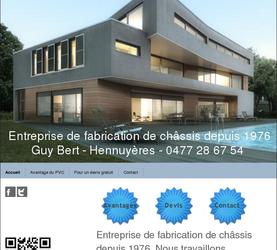 Le souhait &eacute;tait de cr&eacute;er un site internet "simple" pour &ecirc;tre pr&eacute;sent sur "le net" et pouvoir &eacute;ventuellement obtenir de nouveaux devis par mois (1 ou 2 par mois), la personne travaillant seule dans l'entreprise et terminant dans 2 ans son activit&eacute;. 

Ainsi, si on encode (5/10/12) Fabricant chassis braine-le-comte sur Google.be, le site est positionn&eacute; en 5&egrave;me position sur 108 000 r&eacute;sultats.