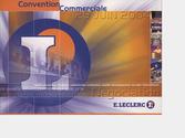 Leclerc : invitation  une convention commerciale- Format A5- triptique recto-verso (invitation, ordre du jour, coordonnes, coupon rponse)- Ralisation avec Photoshop et Illustrator 