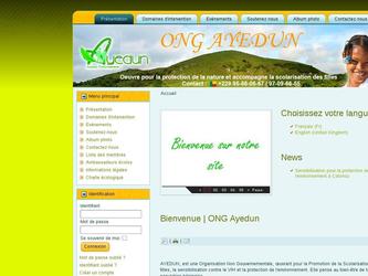 Site internet présentant l'ong "Ayedun" et ses activités