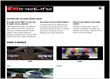 le realisation du site web de cinelife. magazine en ligne pour la promotion de cinéma ivoirien