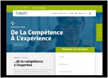 Description:Conception et Développement du site web de  ALEPH Consulting & Services qui est est spécialisée dans la formation et l'accompagnement vers la transformation digitale des entreprises. 

Année: 2017