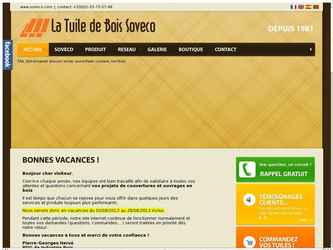 La Tuile de Bois Soveco est un des leaders en France et à l'étranger, de la fabrication, la vente et la pose de toitures en bois.
Réalisation du site sous cms Joomla, galerie photos, slider flash, mini-boutique Virtuemart, site en 3 langues.