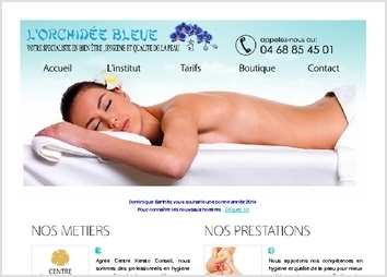 conception du site internet pour l'institut l'orchidée bleue de Toulouges comprenant un institut de beauté, un centre kératothérapeute et un centre énergétique.