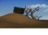 cette partie d'image montre un boite animé dans un désert.