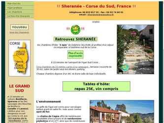 Le site Sheranée est destiné à promouvoir les chambres d'hôte de Delphine Gillouin à Figari, en Corse-du-Sud.
Essentiellement graphique, les pages sont essentiellement constituées de photos et d'un formulaire de contact destiné aux vacanciers désireux de réserver une période de location.