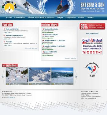 Site de "Ski Surf and Sun" Organisateur de séjour au ski. Site développé sous SPIP 2.0. Module de Planning des séjours et formulaires de réservation.