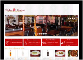 Le Restaurant D&eacute;lice Indien qui est un sp&eacute;cialiste de la cuisine Indienne, nous a confi&eacute; la conception de leur site web e-commerce qui contient un module de paiement en ligne s&eacute;curis&eacute; ainsi qu'un espace d'administration pour g&eacute;rer ses commandes &agrave; Distance et bien &eacute;videment afin de g&eacute;rer facilement ces commandes, &eacute;largir son audience et assurer le suivi de ses clients. 
Le design du site est bien adapt&eacute; aux nouvelles tendances du web ainsi qu'&agrave; la nature d'activit&eacute; de l'entreprise, aussi qu'il permet une navigation souple. Une multitude de modules qui rendent le site un v&eacute;ritable support de communication, de commande et de suivi: commande en ligne,paiement sur internet, r&eacute;servation en ligne, livraison &agrave; domicile, module 